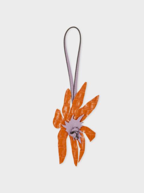 Orange Leather Flower Charm
