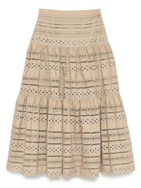 embroidered midi skirt