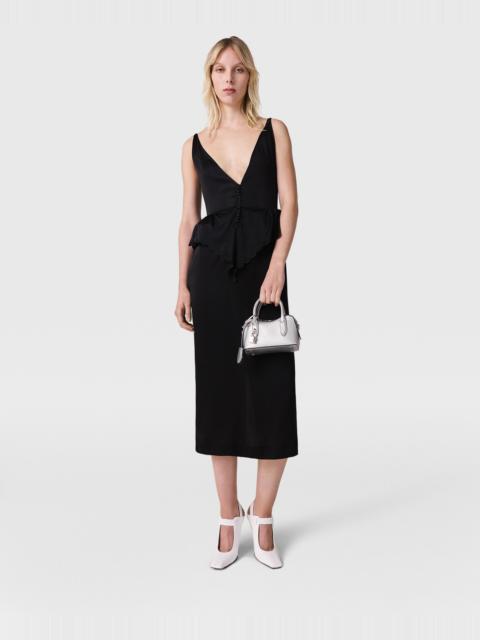 Deep V-Neck Peplum Panel Midi Dress