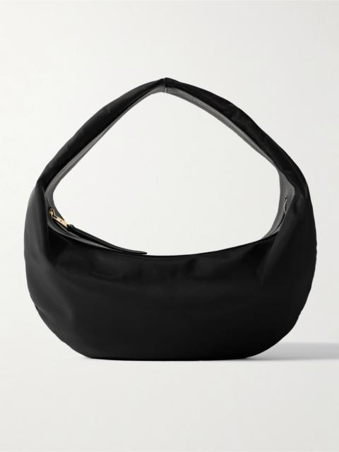 Olivia Sport medium textured leather-trimmed shell shoulder bag Black