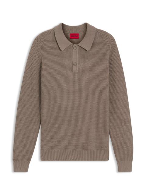 RELAXED-FIT SWEATER IN STRUCTURED COTTON WITH POLO COLLAR
