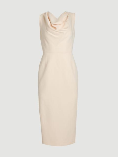 Tencel Blend Tailored Cowl Neck Midi Dress