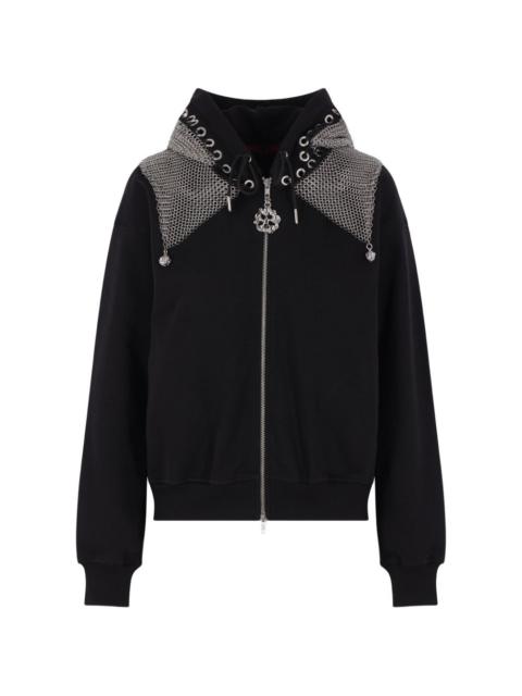 zip-up embellished hoodie
