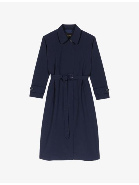 Detachable-Hood Woven Trench Coat