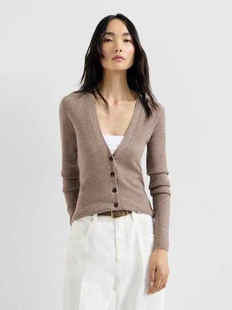 Sparkling cashmere lightweight rib cardigan