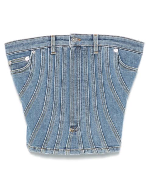 spiral denim bustier