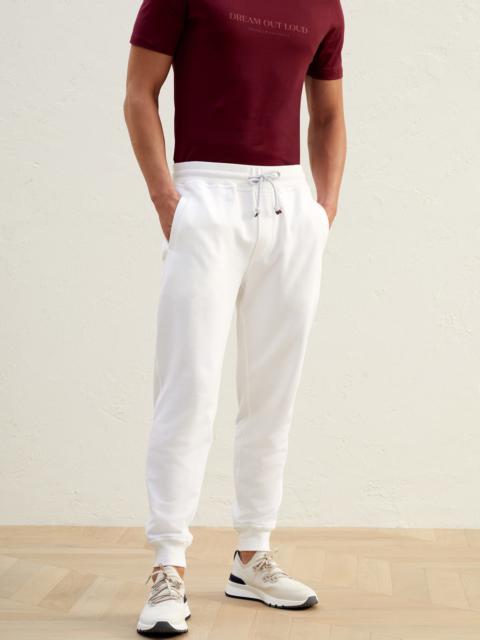 Cotton and linen French terry trousers with elasticated cuffs