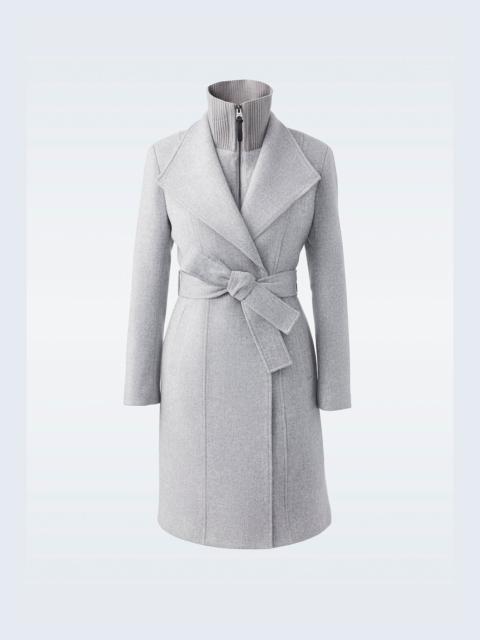 NORITA 2-in-1 double face wool coat with sash