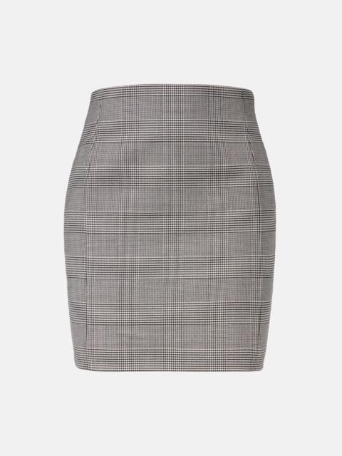 Houndstooth wool-blend miniskirt
