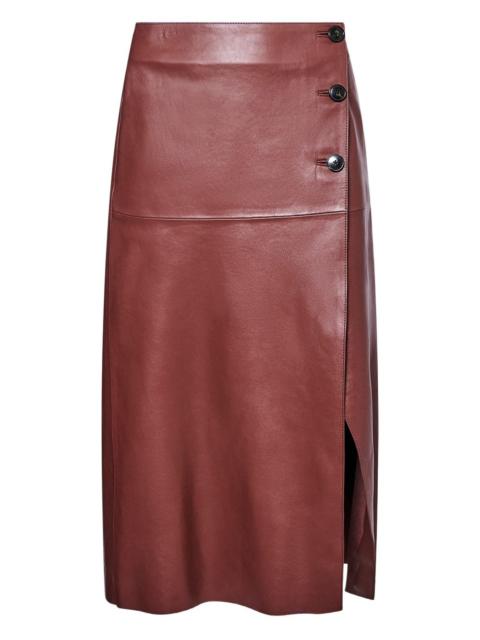 buttoned leather wrap skirt