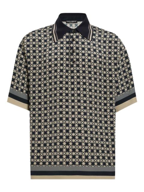 geometric-pattern polo shirt