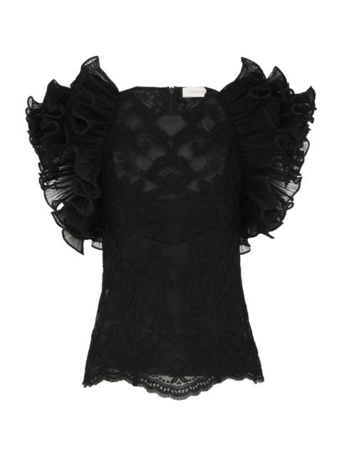 CRUSH LACE FRILL BODICE