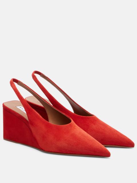 Cube suede slingback wedges