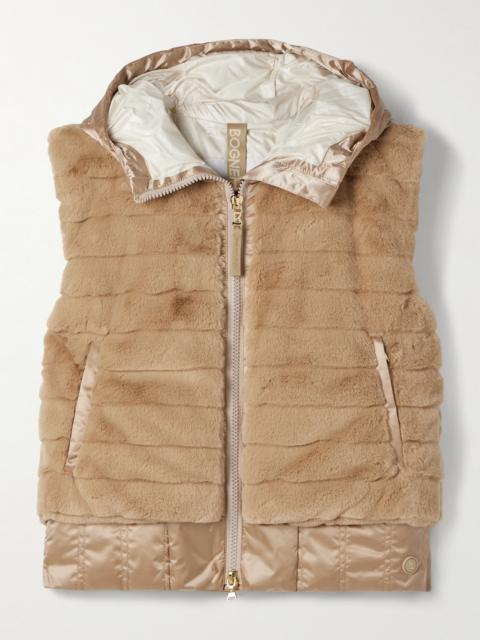 Yumi Hooded Quilted Plush And Recycled-satin Down Ski Vest