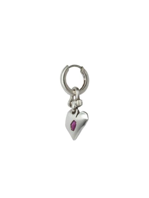 Jazz's Solid Heart sterling silver and ruby drop earring