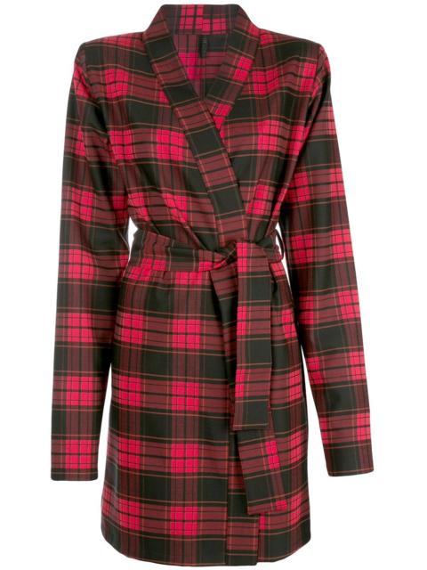 plaid belted coat