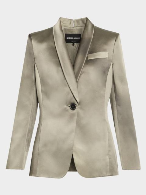 Ombre Satin Single-Breasted Blazer