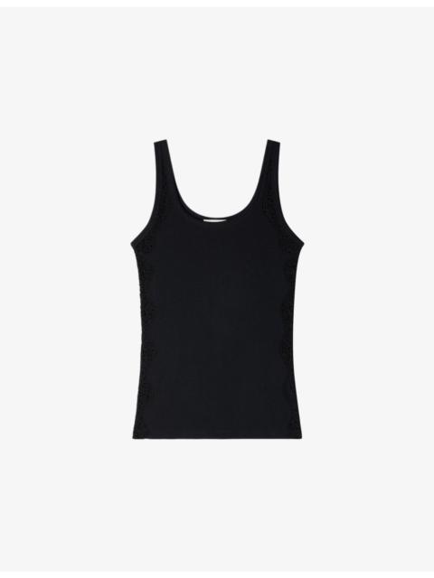 Sleeveless Lace-Strap Cotton Top