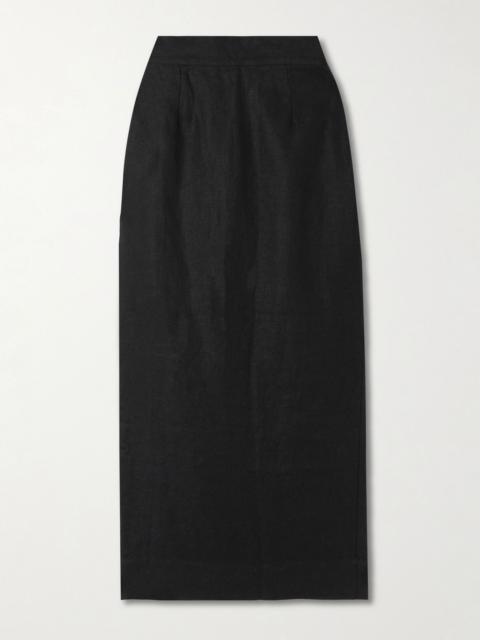 Emma linen midi skirt Black