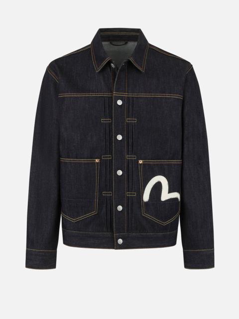 Ecru Seagull Print Relax Fit Denim Jacket