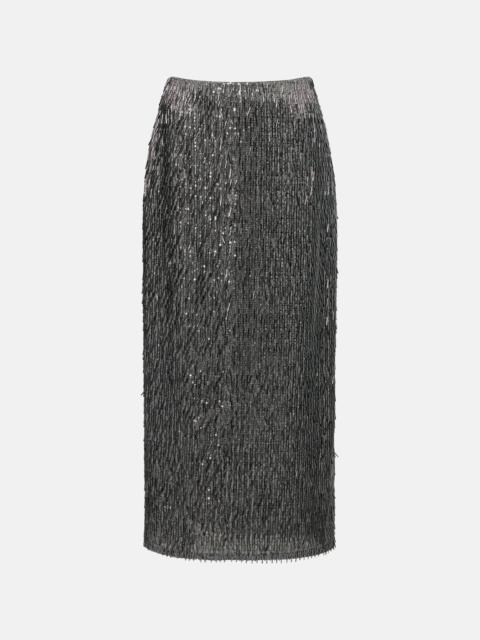 Sequined high-rise pencil skirt