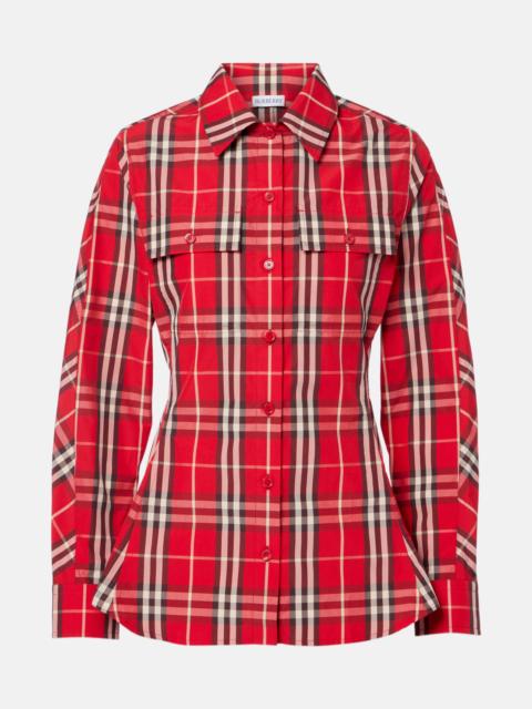Burberry Check peplum cotton shirt
