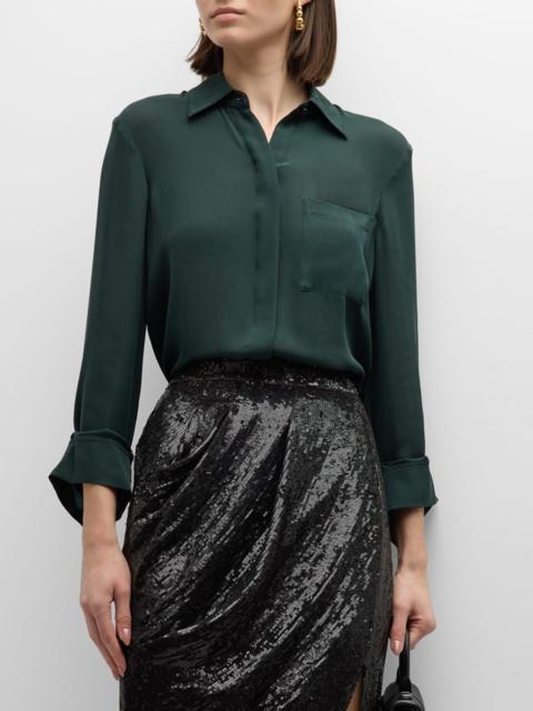 Boyfriend Button-Front Shirt in Silk