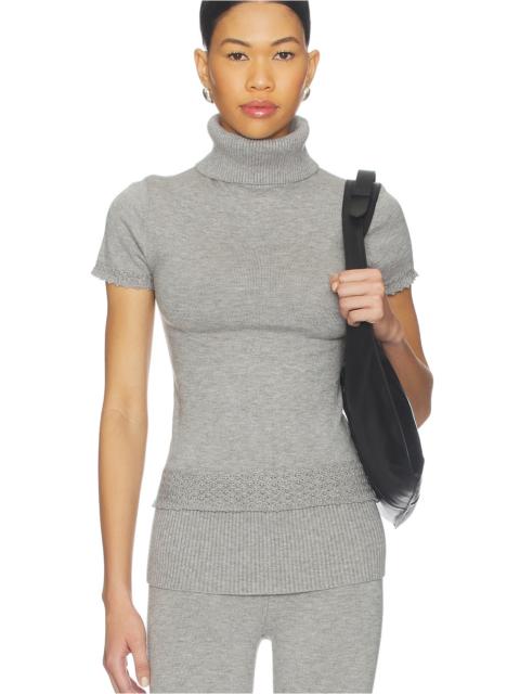 Jasmine Cloud Knit Short Sleeve Turtleneck Top