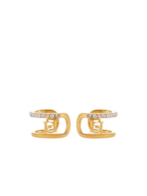 logo-rhinestone ear cuffs