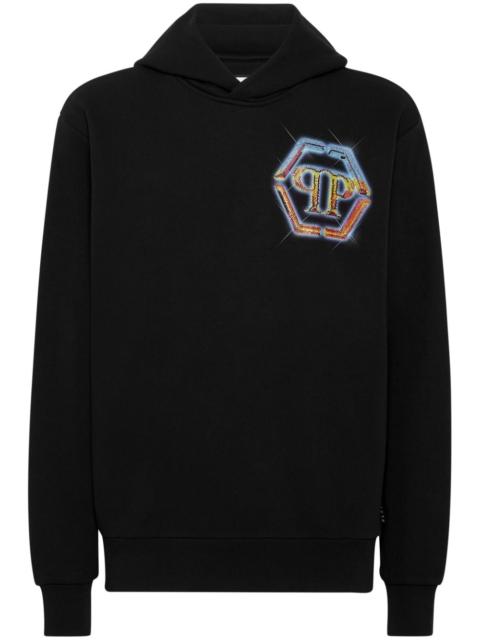 embellished logo-print hoodie