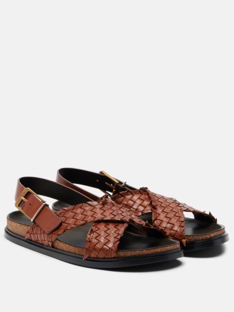 Buckle leather slingback sandals