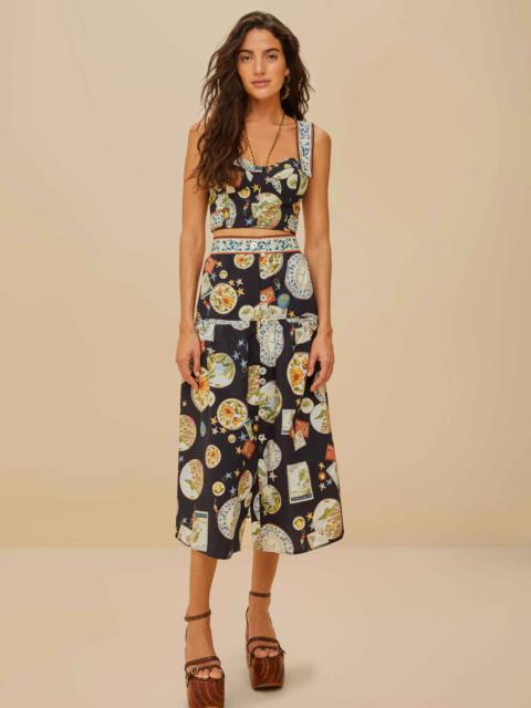 Black Trip Souvenir Organic Cotton Midi Skirt