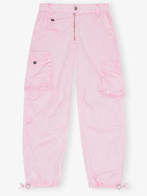 PINK WASHED COTTON TWILL PANTS