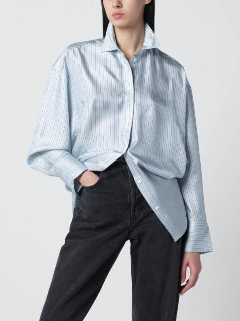 Ice blue striped silk shirt