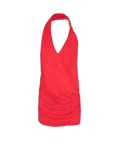 Draped jersey halterneck dress