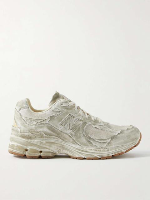 2002RD Distressed Suede and Mesh Sneakers