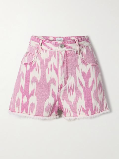 Lesia Frayed Printed Denim Shorts