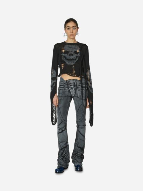 Distressed Knit Longsleeve Sweater Black