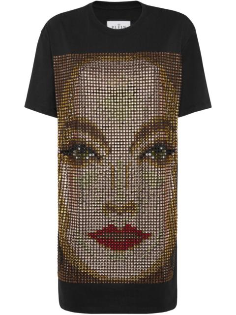 rhinestone-embellished jersey dress