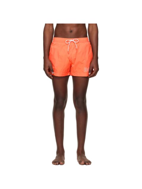 Orange Outline Logo Print Swim Shorts
