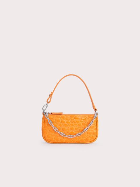 Mini Rachel Orange Circular Croco Embossed Leather