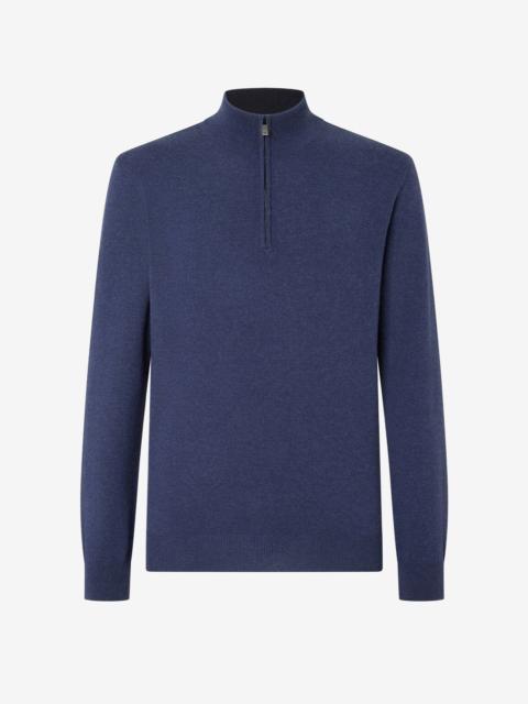 Light melange blue wool and cashmere jumper