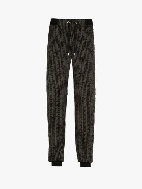Khaki and black cotton sweatpants with Balmain monogram
