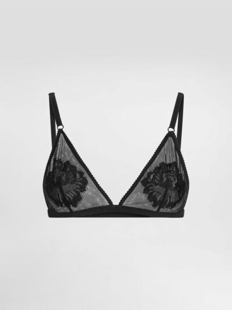 Lace and tulle soft-cup triangle bra