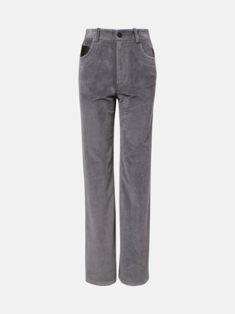 High-rise cotton corduroy straight pants
