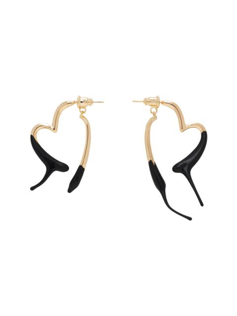 Gold & Black Heart Earrings