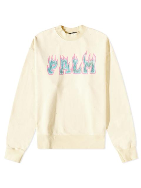 Palm Angels Logo Flames Vintage Crew Sweat