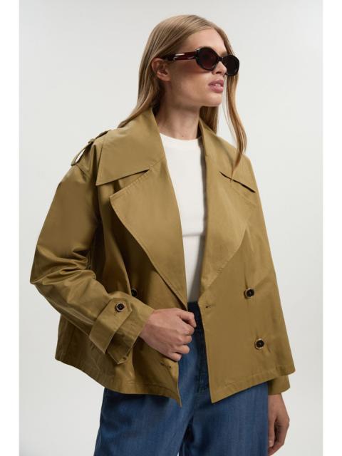 Cotton Relaxed Short Trench Coat
