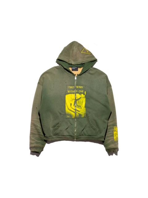TWO WARS WITHIN ONE ASSEMBLAGE ZIP HOODIE