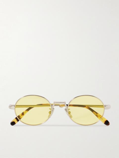 Round-frame Silver-tone Sunglasses